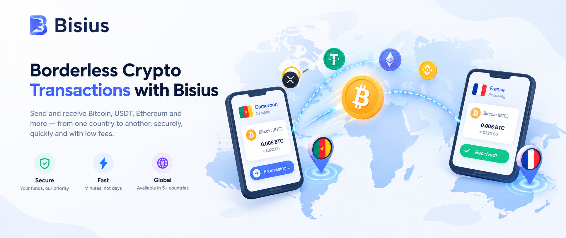 Borderless crypto transactions with Bisius